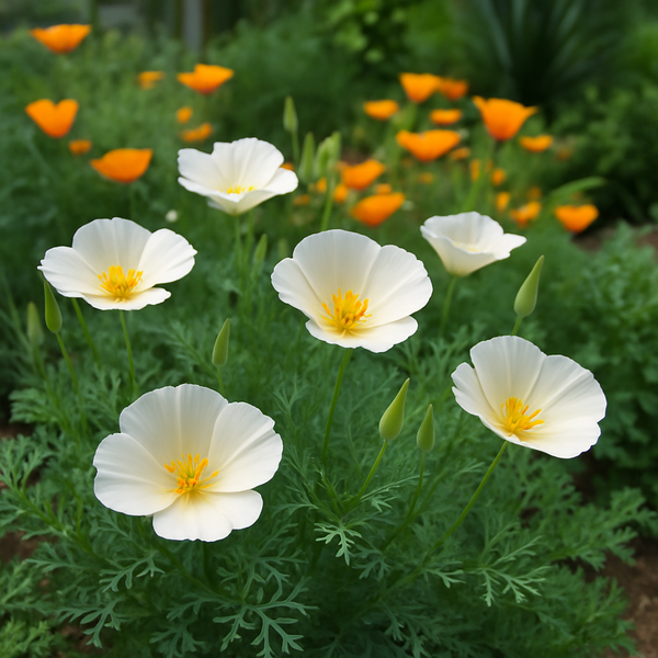 ESCHSCHOLZIA californica 'White Linen' (California Poppy, White