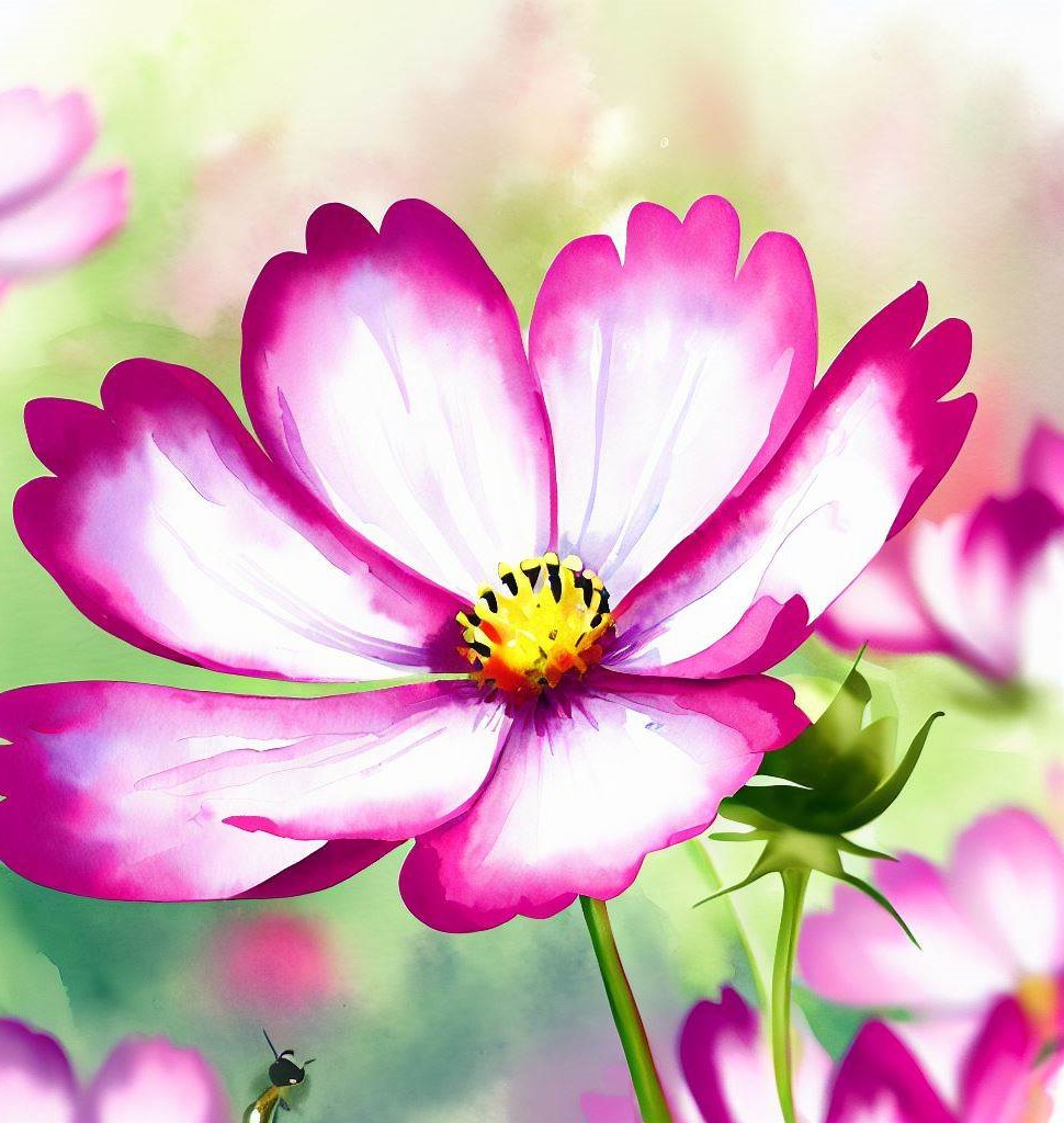 COSMOS bipinnatus 'Picotee' (White w/Magenta Edges)