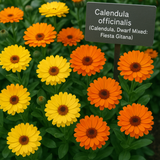 Calendula offinalis (Calendula, Dwarf Mixed: Fiesta Gitana)