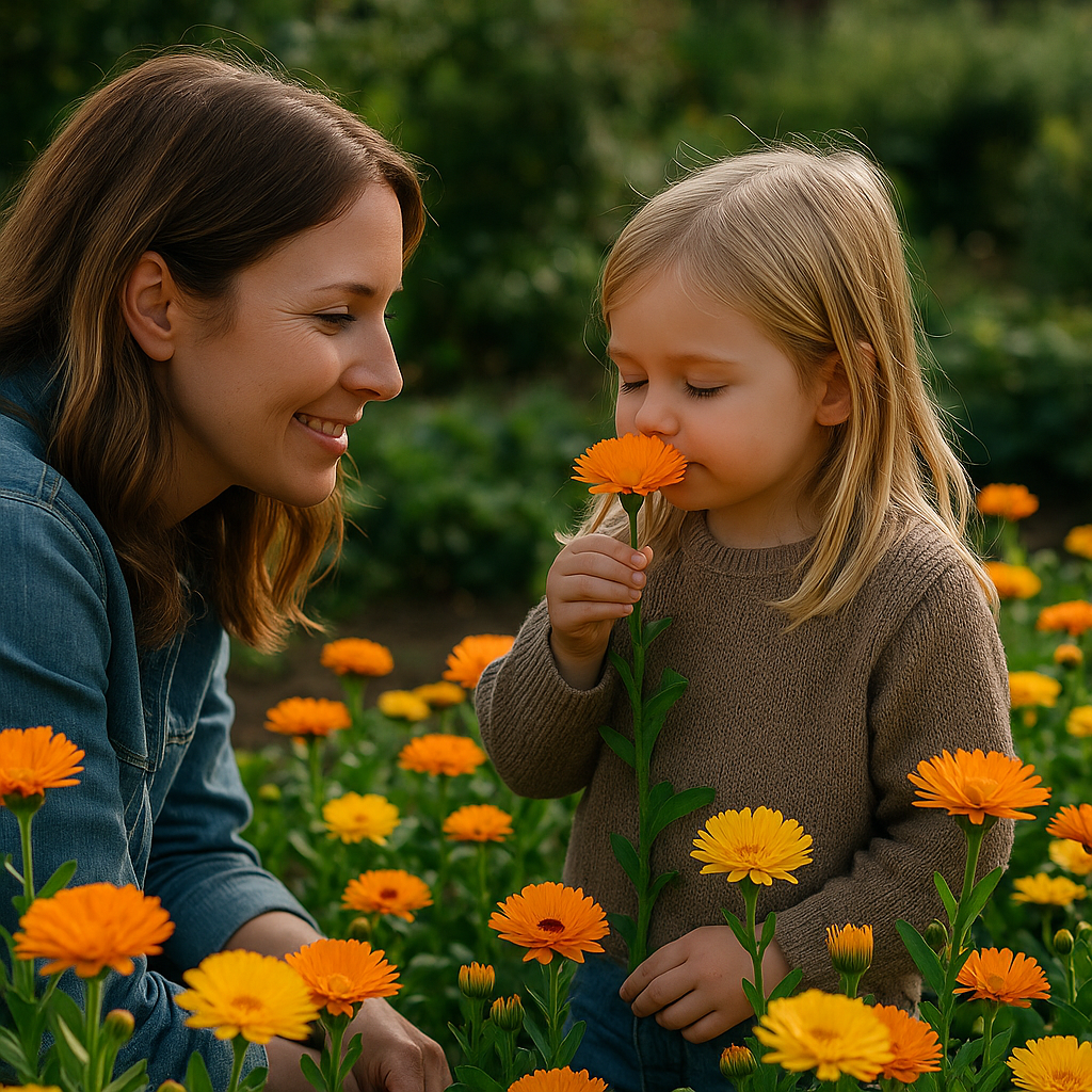 Calendula offinalis (Calendula, Dwarf Mixed: Fiesta Gitana)