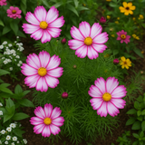COSMOS bipinnatus 'Candystripe' (Cosmos, White w/Crimson Markings)