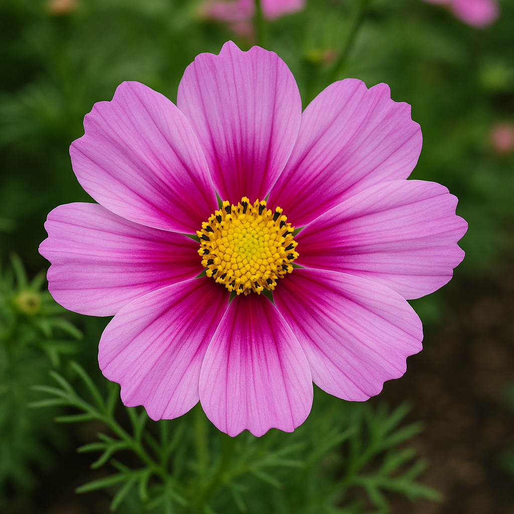 COSMOS bipinnatus 'Gloria' (Cosmos, Pink w/Purple Eye)