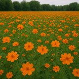 COSMOS sulphureus 'Bright Lights' (Sulphur Cosmos, Tall Mixed)