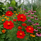 COSMOS sulphureus 'Crest Red' (Sulphur Cosmos, Tall Red)
