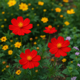 COSMOS sulphureus (Sulphur Cosmos, Dwarf Red)