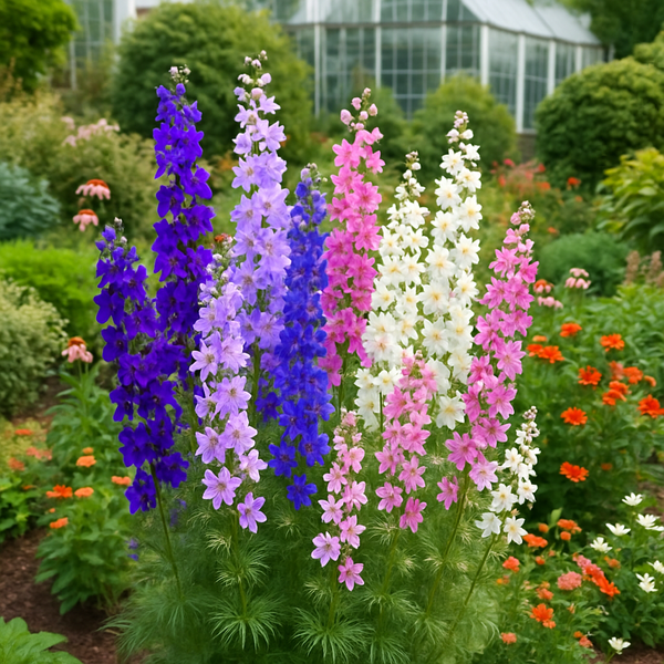 DELPHINIUM consolida 'Imperial Mix' (Rocket Larkspur, Mixed
