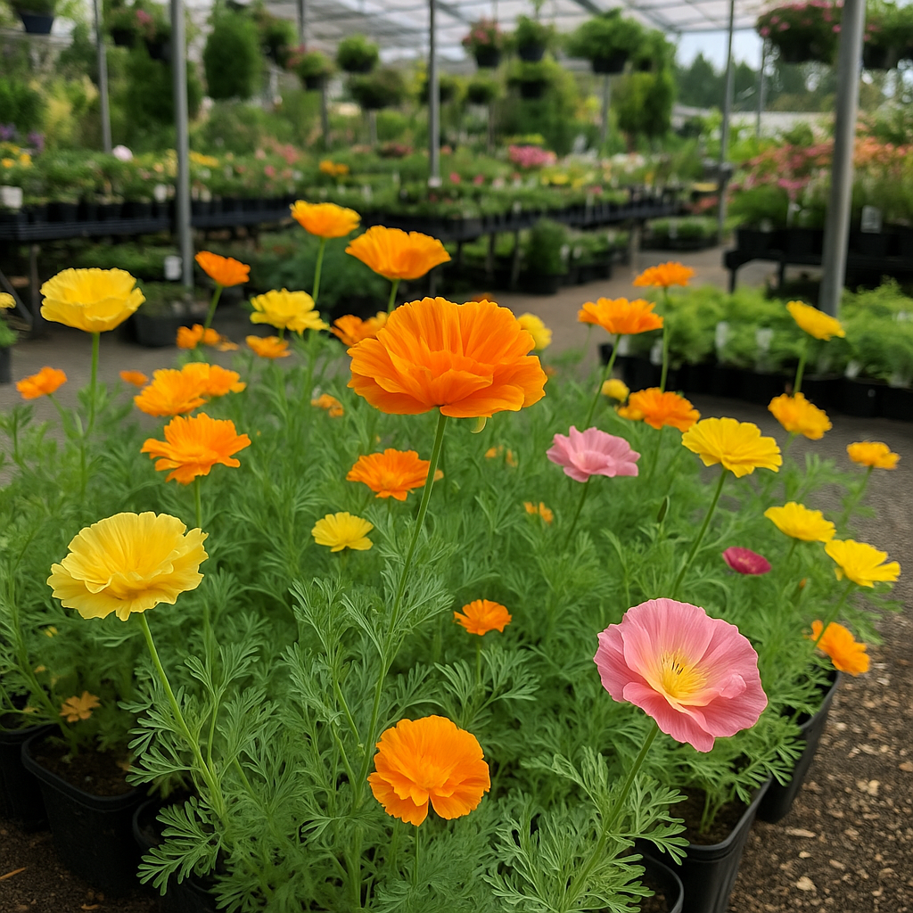 ESCHSCHOLZIA californica 'Ballerina Mix' (California Poppy, Mixed with Crimped Petals - Ballerina Mix)
