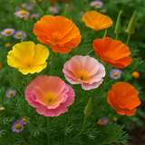 ESCHSCHOLZIA californica 'Mission Bells' (California Poppy, Semi-Double Mix  - Mission Bells)