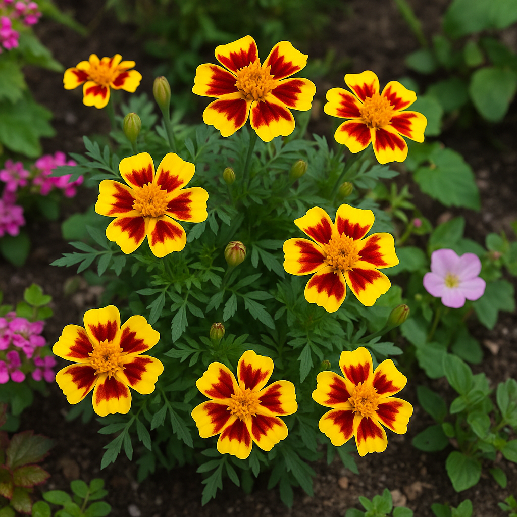 TAGETES patula 'Naughty Marietta' (French Marigold, Single - Naughty Marietta)