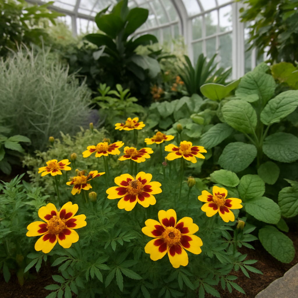 TAGETES patula 'Naughty Marietta' (French Marigold, Single - Naughty Marietta)