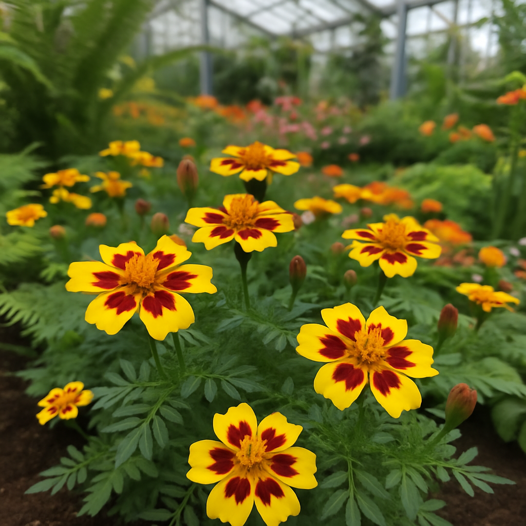 TAGETES patula 'Naughty Marietta' (French Marigold, Single - Naughty Marietta)