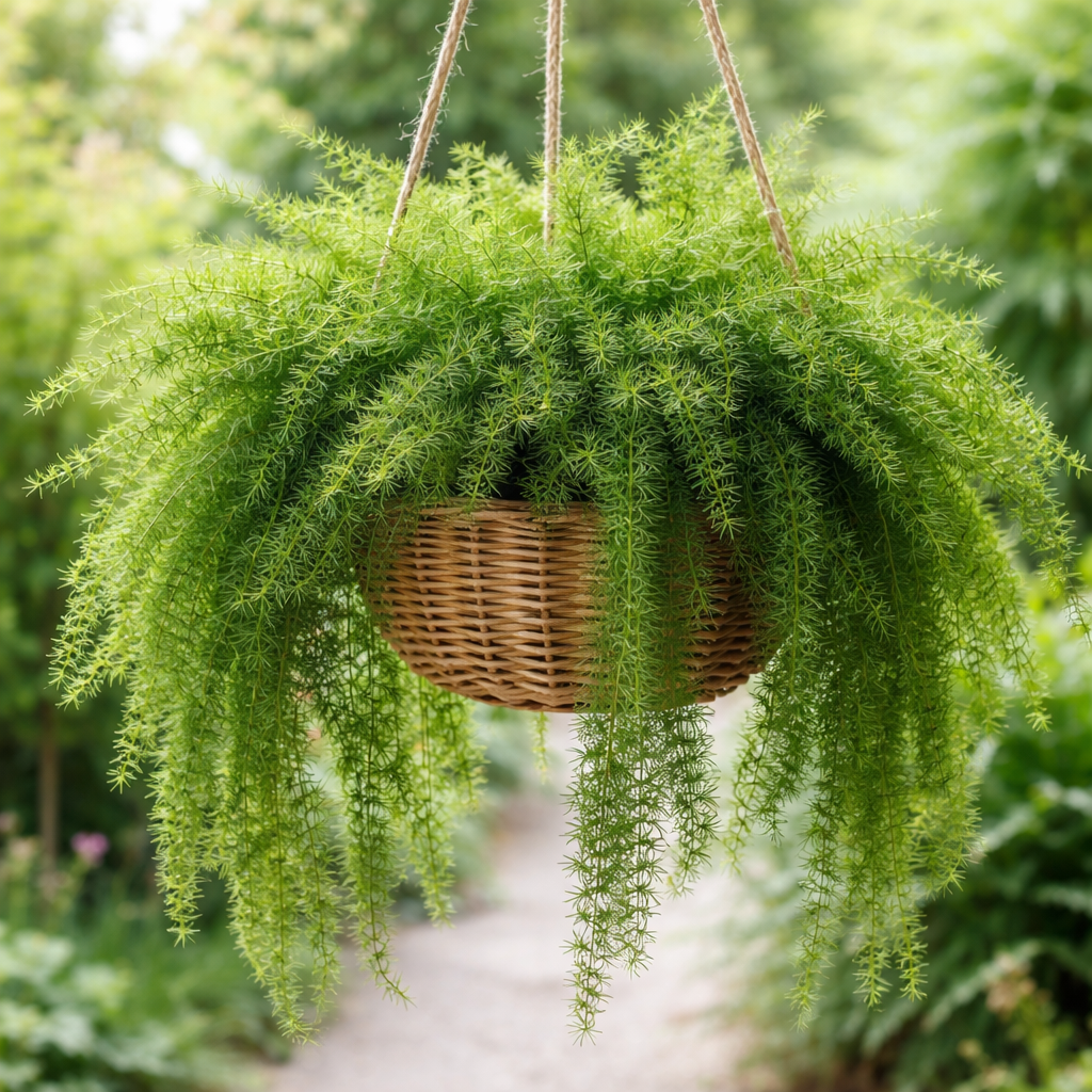 asparagus fern hanging plant Asparagus densiflorus ‘Sprengeri’ (Basket Fern, Emerald Fern, Sprengeri Asparagus Fern) Trial Packet Size (~ 20 Seeds)
