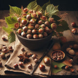 Corylus americana with hulls (American Filbert, American Hazel, American Hazel Nut)