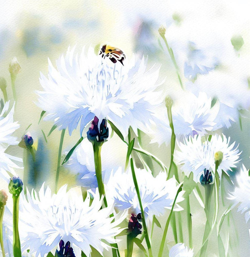 Centaurea cyanus (Cornflower, Tall White)