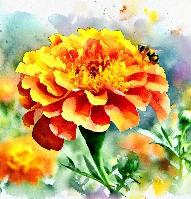 TAGETES patula 'Naughty Marietta' (French Marigold, Single - Naughty Marietta)