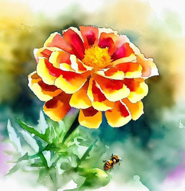 TAGETES patula 'Naughty Marietta' (French Marigold, Single - Naughty Marietta)